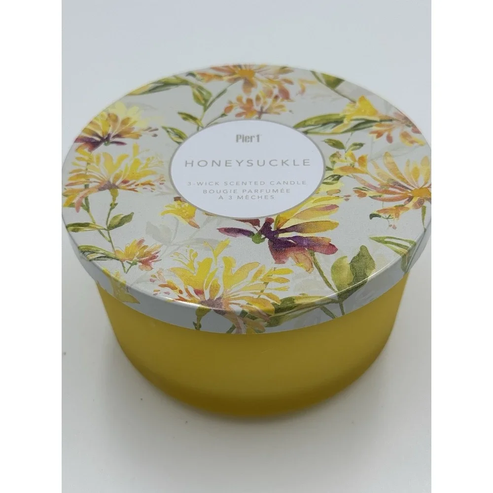 Pier One Imports 3 Wick Candle Honeysuckle Rare Discontinued‎ Scent New 14oz